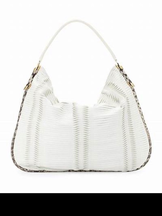 Jimmy Choo Handbags - Jimmy Choo/Vintage/White Pleated Leather Hobo Shoulder Bag/Python/NIB/NEVER USED